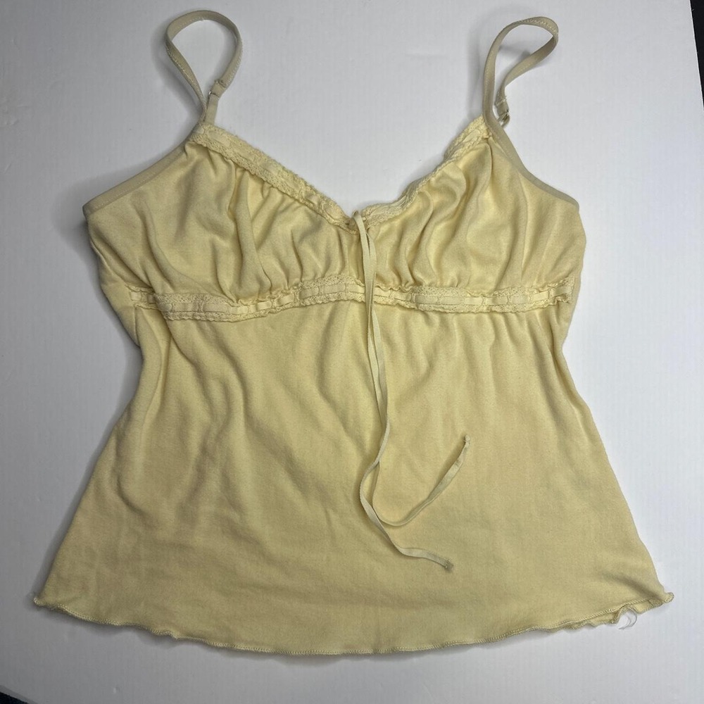 Yellow lace cami top with adjustable straps